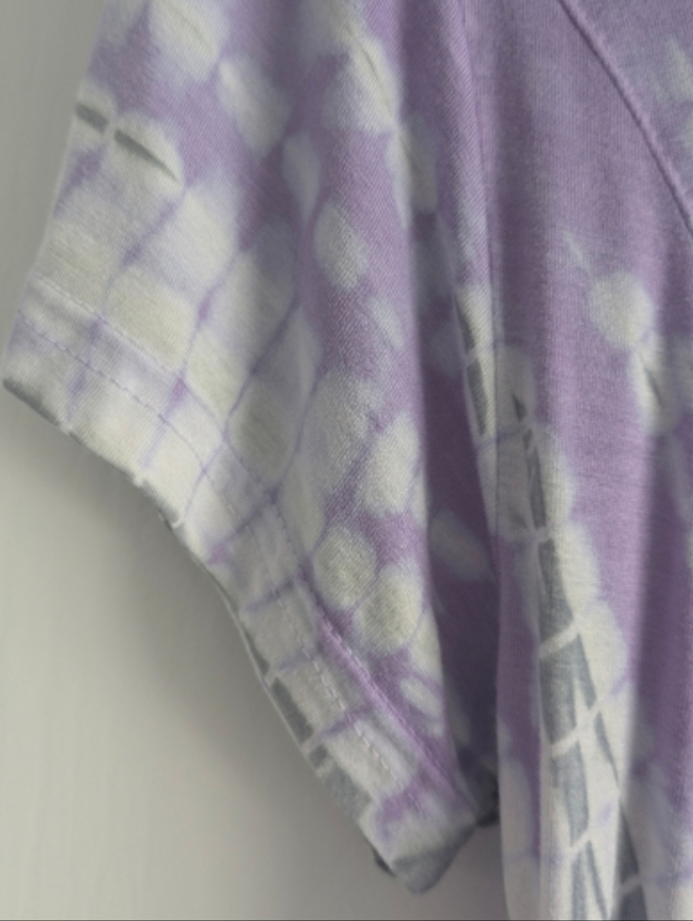 RayaSun Purple Lilac Crop Tie-Dye V-Neck Cap Sleeve Top Small Knit Top Festival - Picture 5 of 8